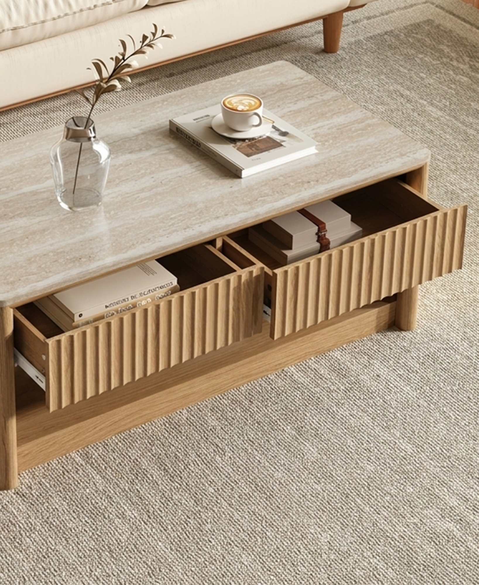 Practical living room storage