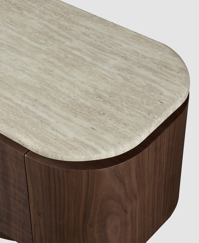 Distinctive travertine top