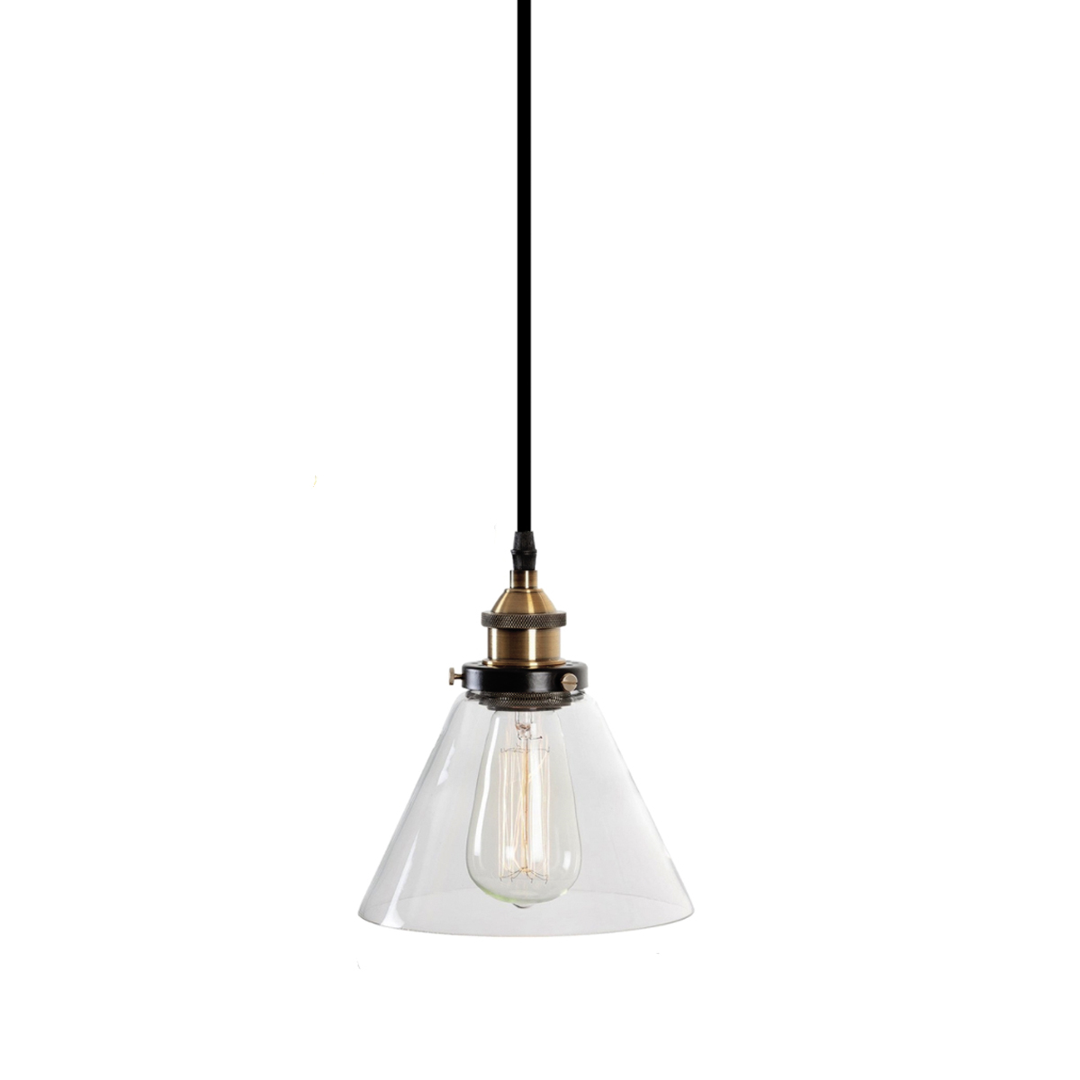 black and brass glass pendant light