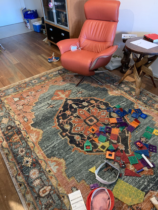 Network Rust & Blue Power-Loomed Transitional Rug | Temple & Webster