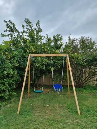 rustic wooden swing sets