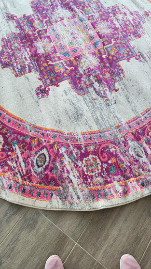 Network Rugs Pink & Ivory Oriental Vintage Look Round Rug | Temple ...