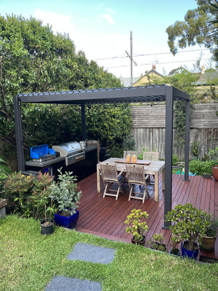 Coolaroo 3 x 3.6m Charcoal Coolaroo Aluminium Louvred Gazebo | Temple ...