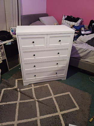 LivingFusion White Aurora 5 Drawer Chest | Temple & Webster