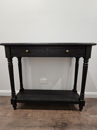 Hamilton Furniture Black Sampson Oak Wood Console Table | Temple & Webster