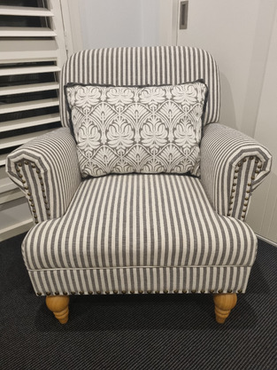 Cassington_Home Grey & White Darvin Stripe Armchair | Temple & Webster