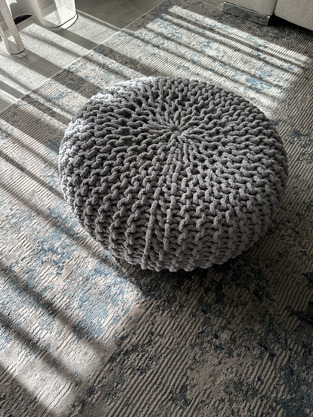 LaGraceHome 30cm Hand-Knitted Cotton Pouffe | Temple & Webster