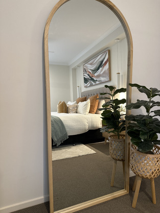 Temple & Webster Natural Timber Arched Full Length Mirror