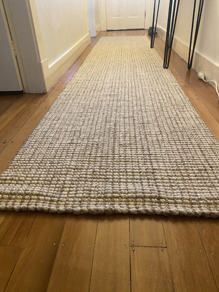 Network Rugs Natural & Cream Hand-loomed Wool-blend Runner 