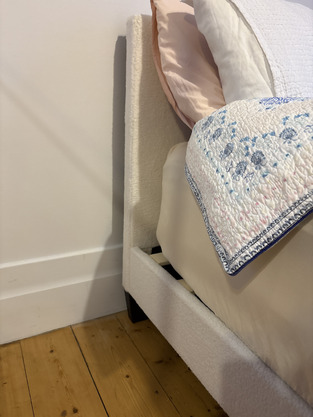 White Quiton Boucle Platform Bed