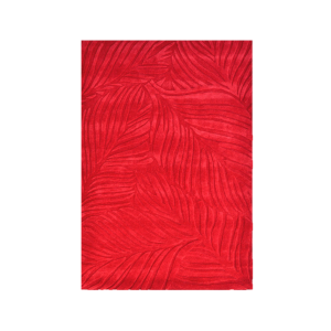 Bright red leaf design rug