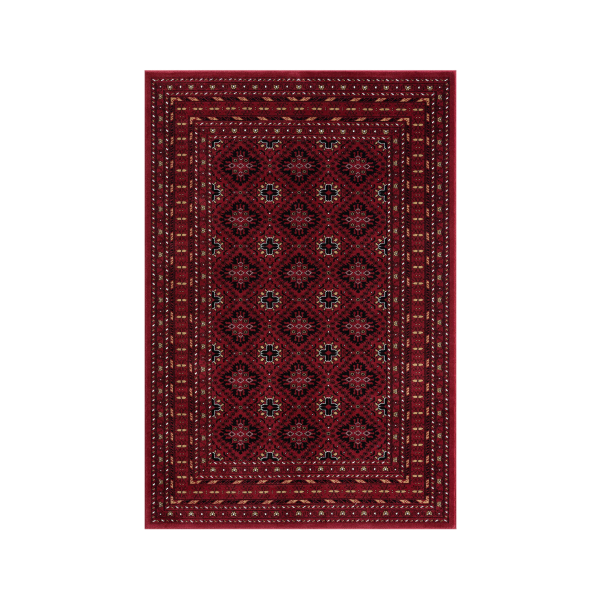 Bright red leaf design rug